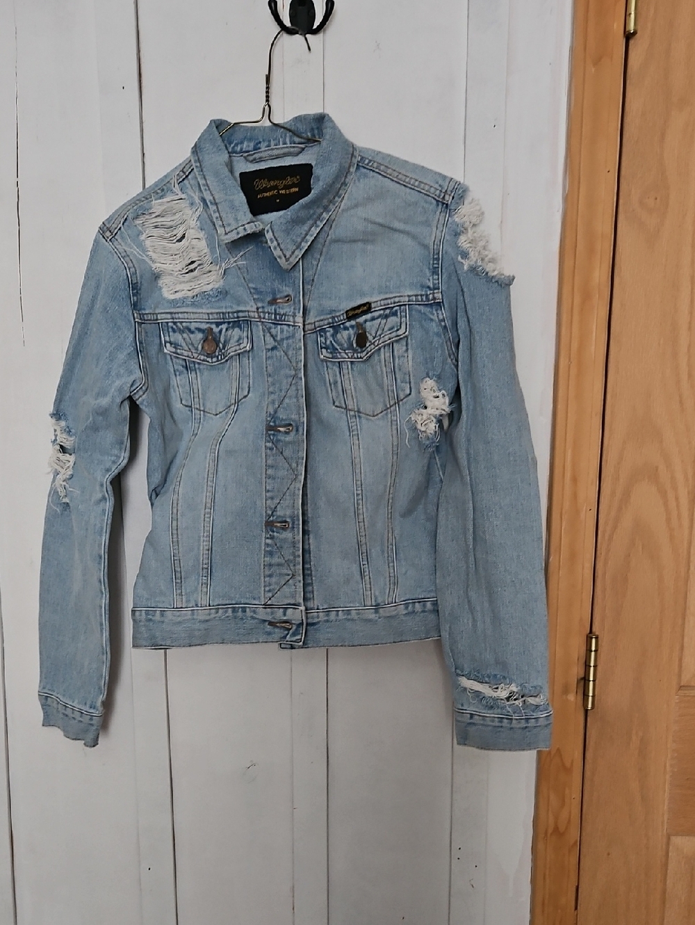 Distressed Light Blue Denim Jacket - Womens